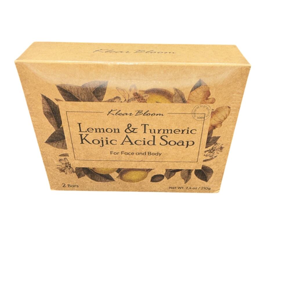 Klear Bloom Turmeric Glow Soap Bar Lemon & Kojic Acid Removing Dark Spot 2 Pack